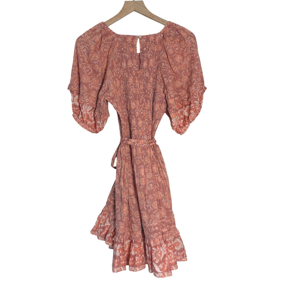 Cleobella Terracotta Floral Organic Cotton Mini Dress Medium - Picture 2 of 7